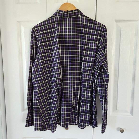 Chaps Purple Plaid Long Sleeve Button Up Shirt - Picture 2 of 10